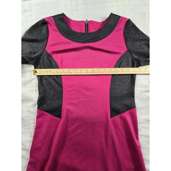 Uncle Frank Sheath Dress Color Block Jersey Ponte Knit 3/4 sleeves Pink Gray S - Picture 6 of 9